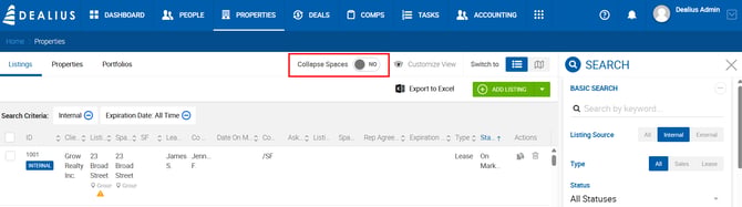 Collapse Listings